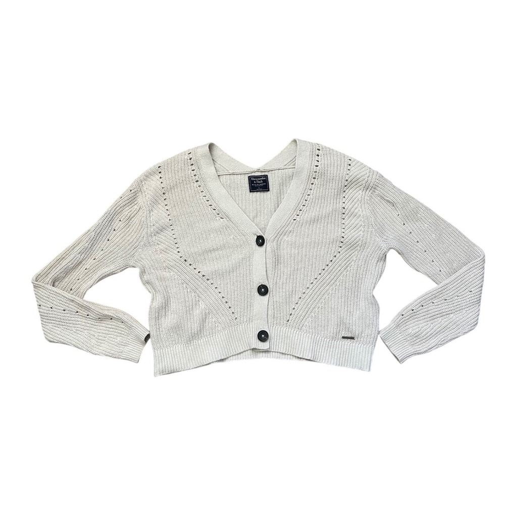 Abercrombie & Fitch Button down knit beige cardigan preppy coquette y2k soft L